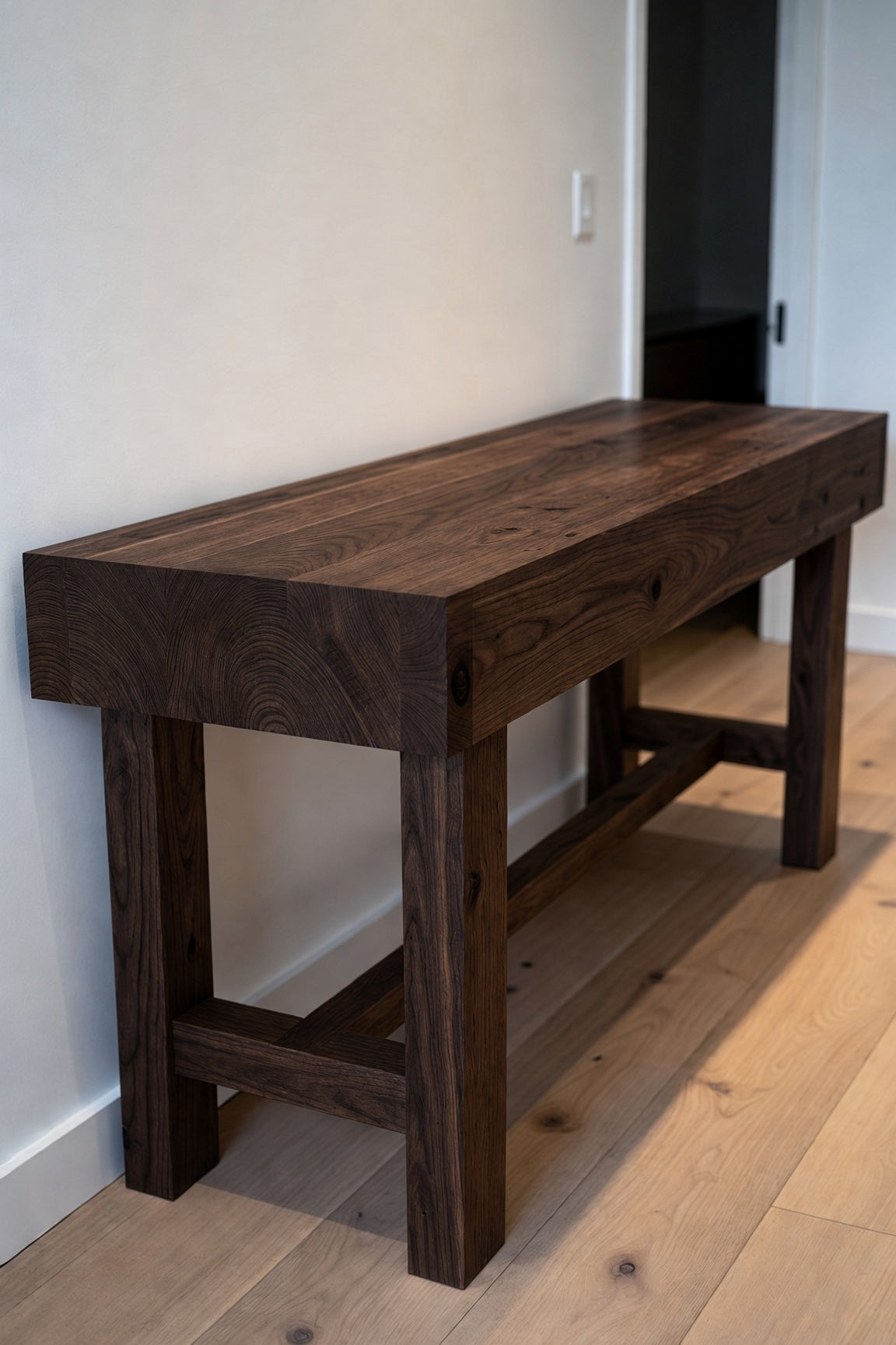 Walnut Console Table — Thick Top