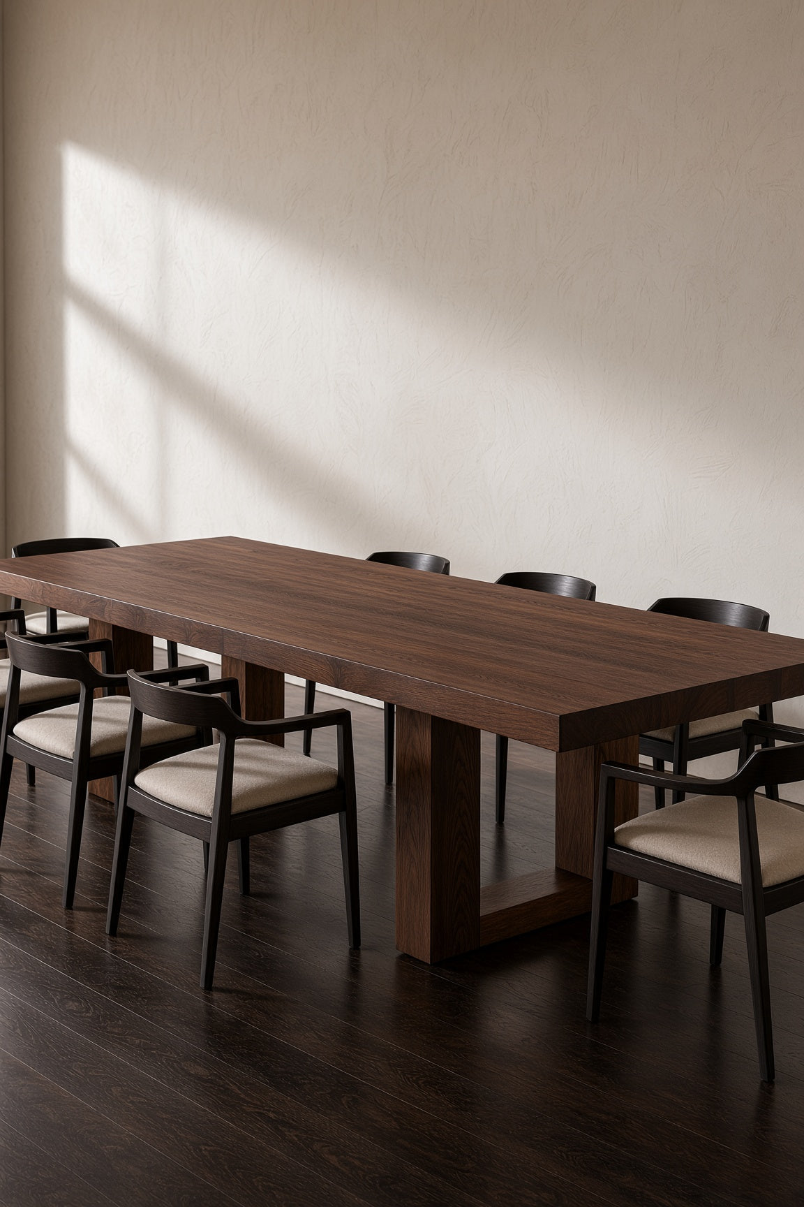 Walnut Pedestal Dining Table — 8 Seat
